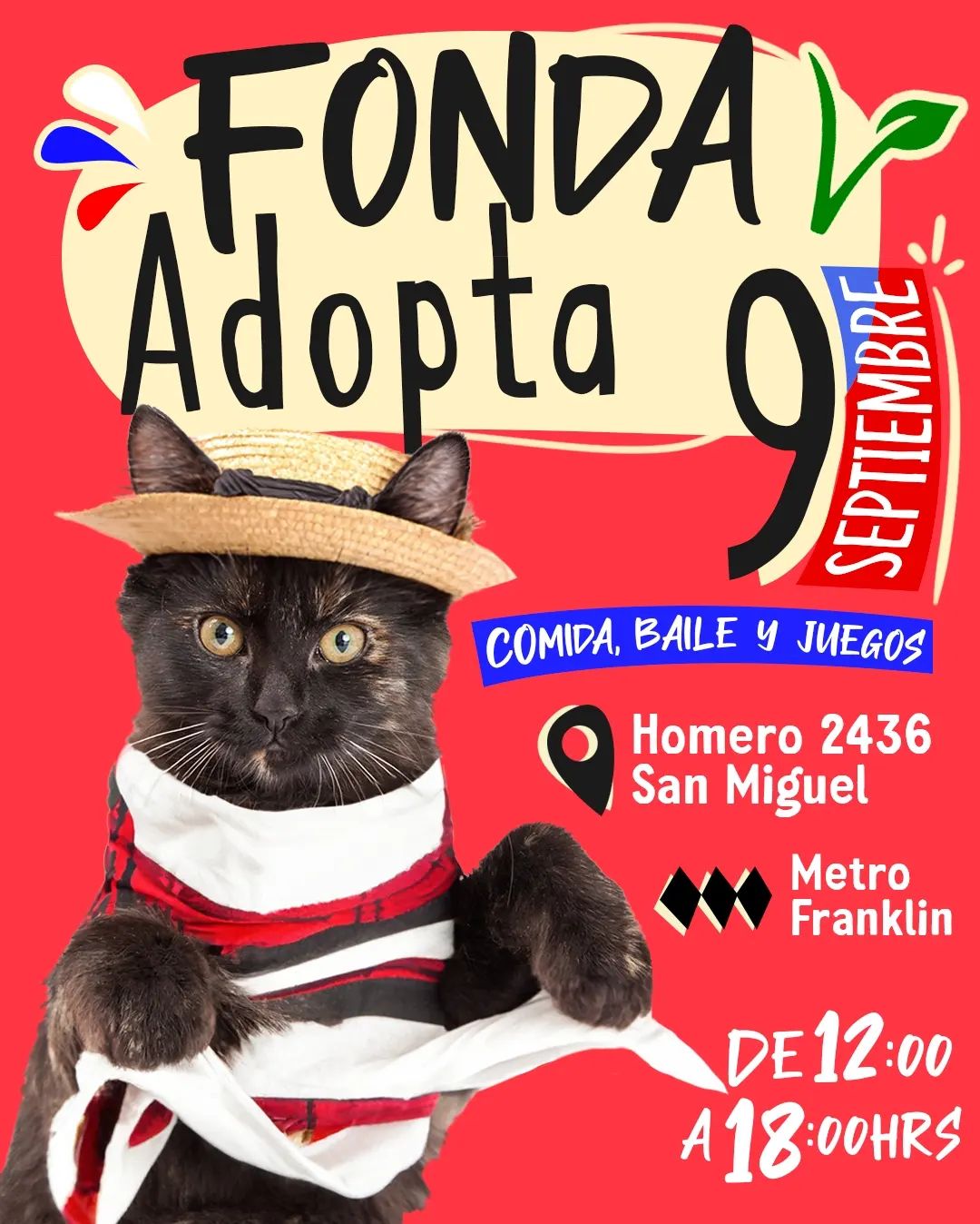 El clima no nos detiene, y como se suspendieron las ferias que teníamos hoy, y si hay algo que nos gusta más que el picante, son los gatos 😻😻😻, agarraremos nuestros Cochinotes e iremos a acompañar a nuestr@s amig@s de @fundacion_adopta en su Fonda.
Acompañanos hoy, y ven a disfrutar de comida vegana 🌱, jornada de adopción 😸, música y juegos, todo a beneficio de los michis de la fundación.
Te esperamos en Homero 2436 (Metrio Franklin), hoy sábado desde las 12.00 a las 18.00 hrs.
Comienza a celebrar el 18, con tus Cochinotes y apoyando a @fundacion_adopta
Te esperamos 🌶🌶🌶💖💖💖😺😺😺